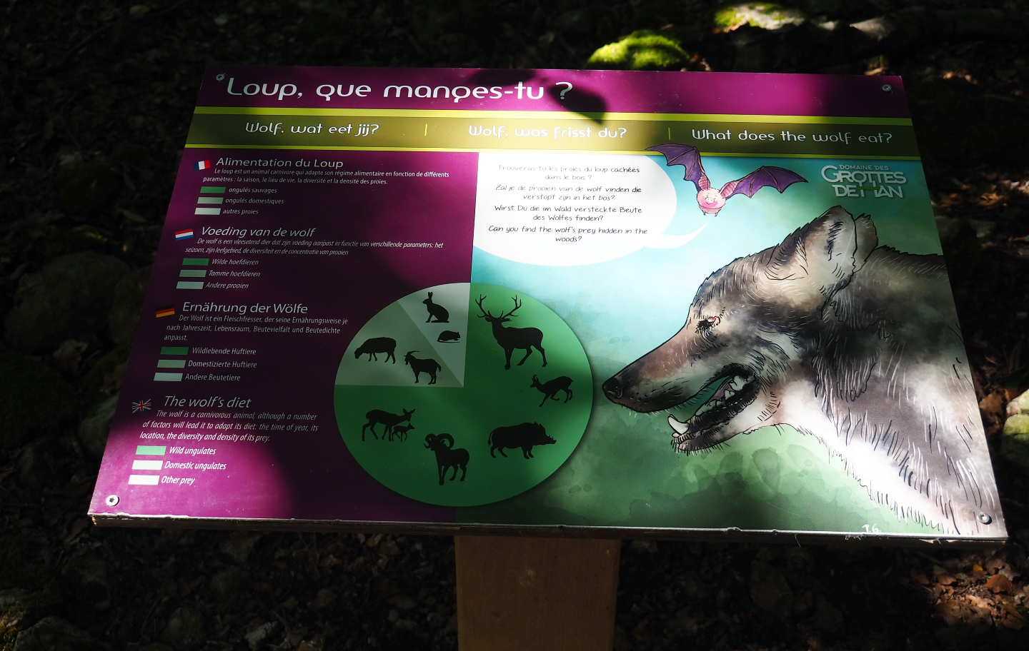 Wolf diet signage, 2020-07-12