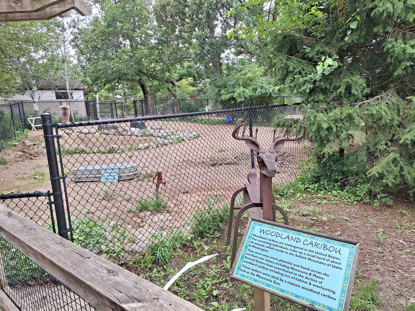Woodland Caribou sign and former Enclosure