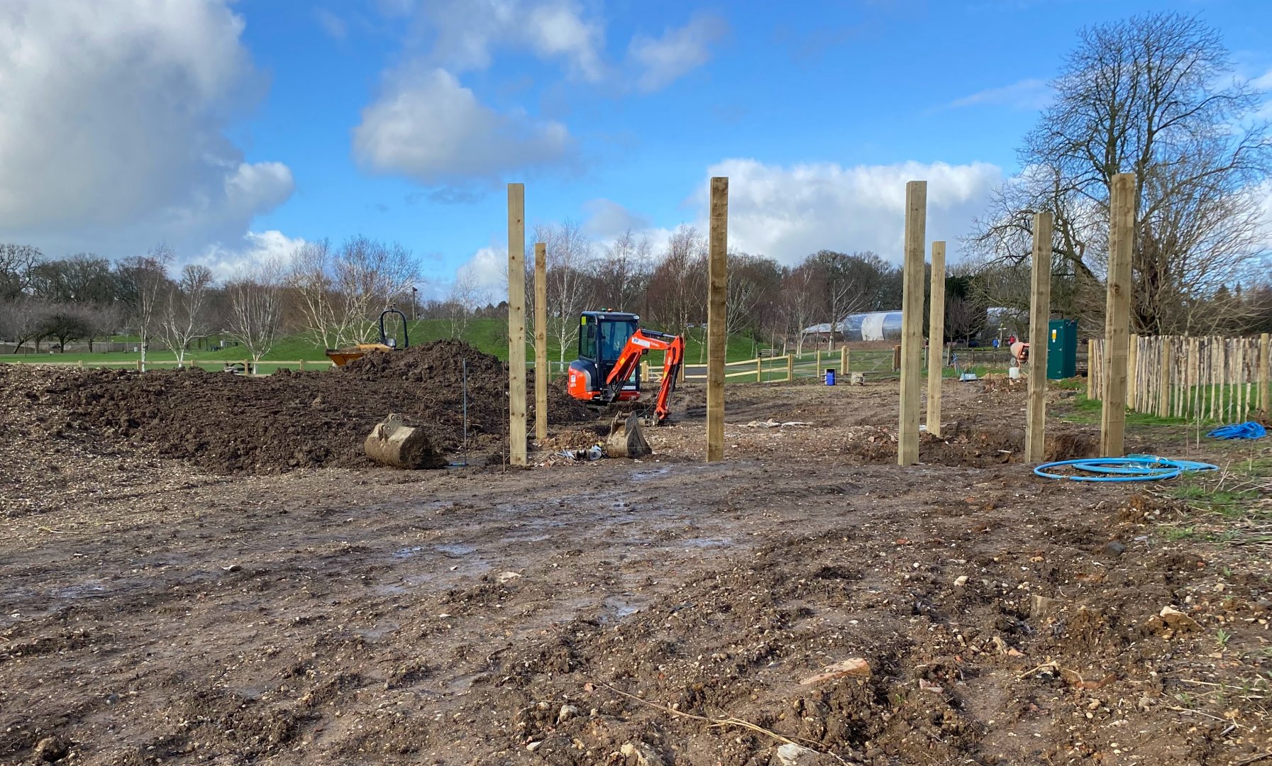 Work in the new picnic area, ZSL Whipsnade, UK