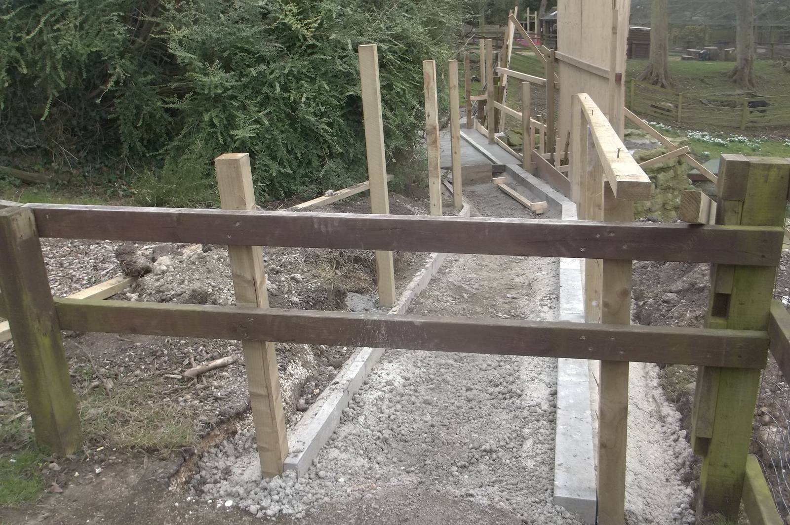 Work on bridge at bottom of Penguin exhibit and pathway, 20th March 2016