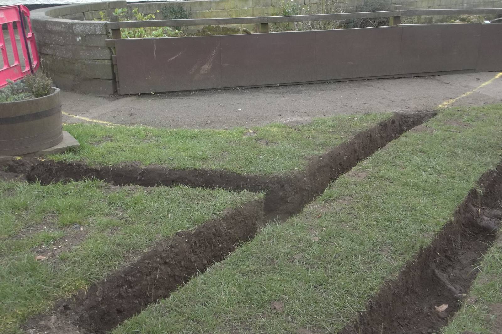 Work on Penguin exhibit extension and re-routed path, 20th March 2016