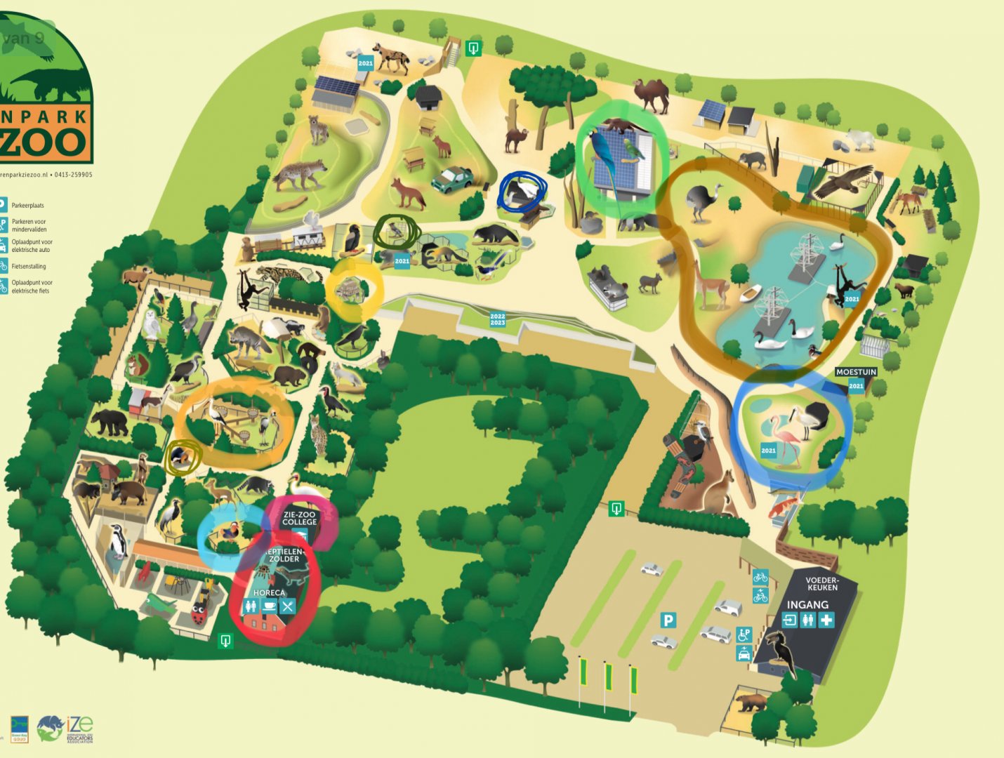 Zie Zoo map for Zoo guides