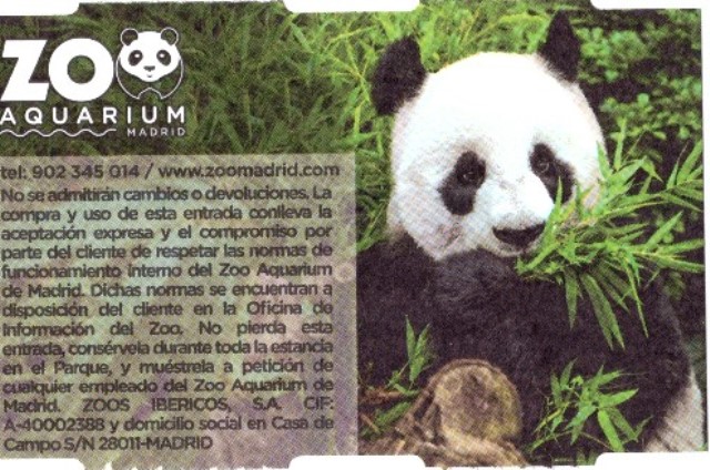 Zoo Aquarium De Madrid ticket 1.10.17