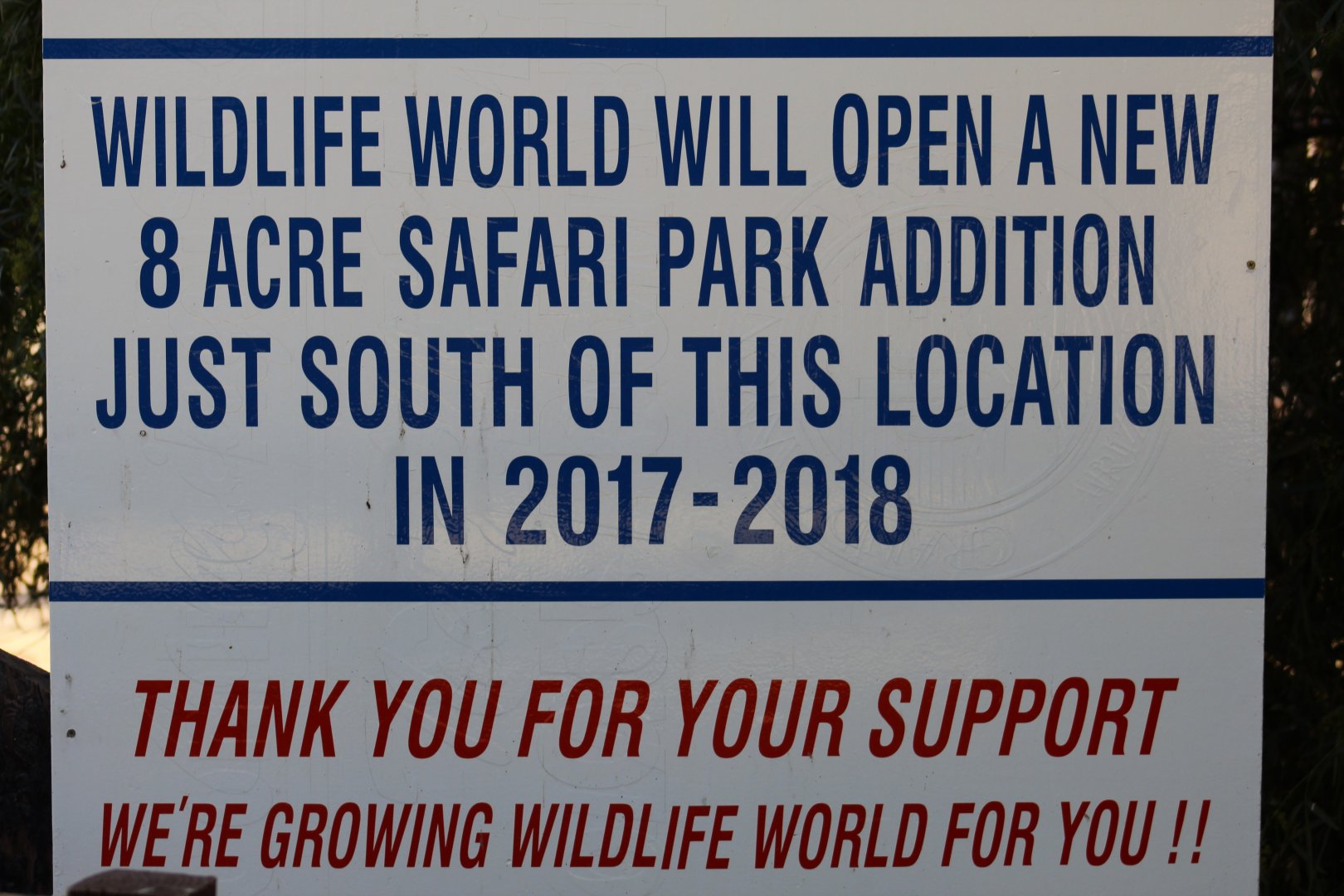 Zoo Expansion Sign