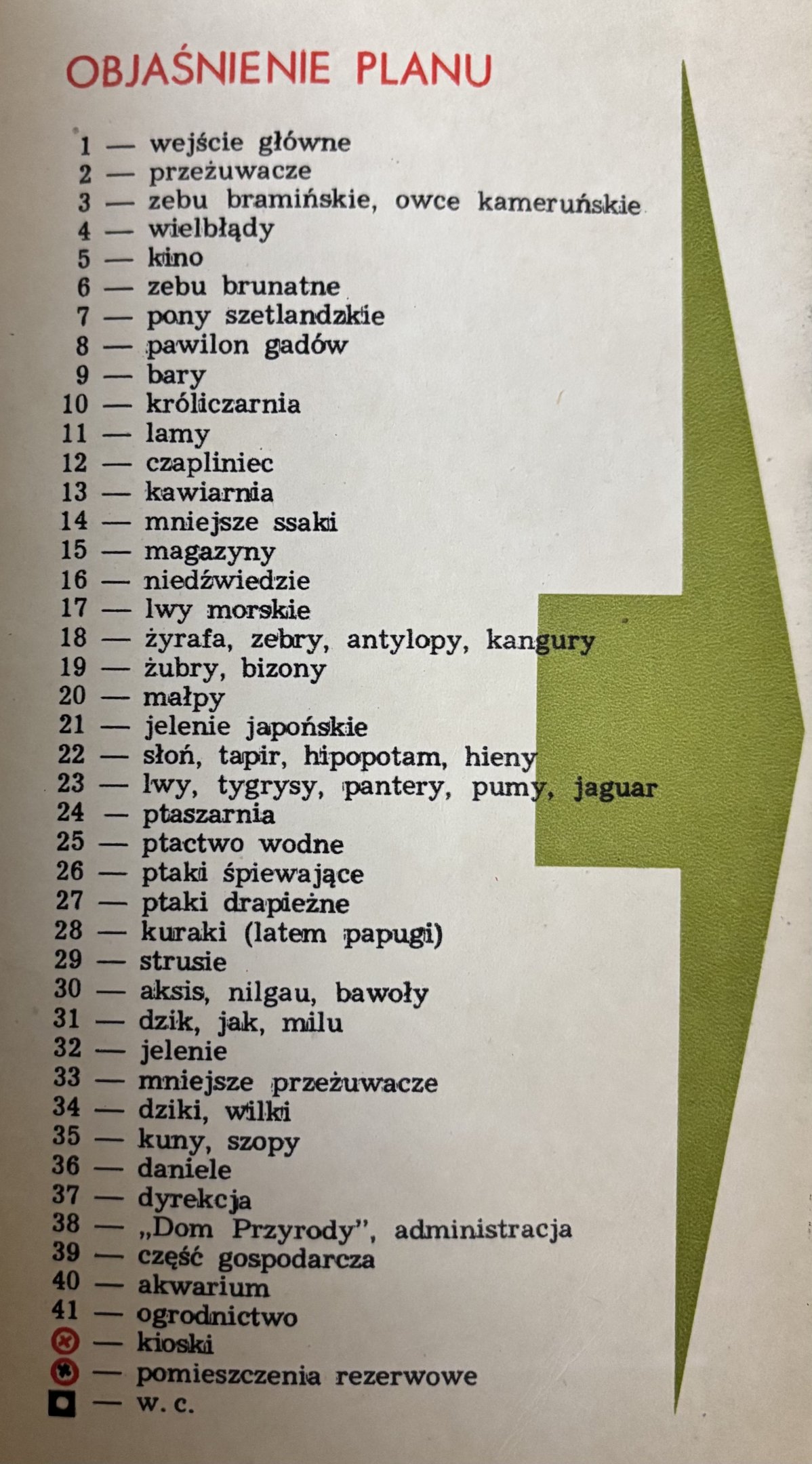Zoo Map Legend - 1965