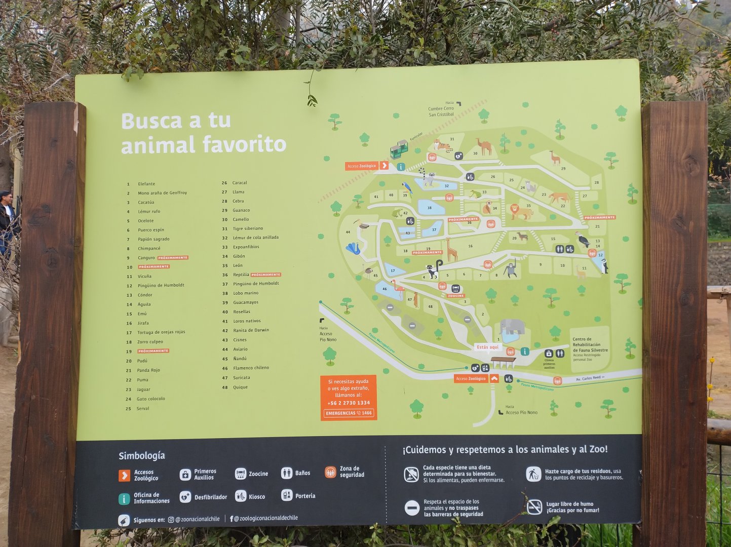 Zoo map - Santiago Zoo (Zoologico nacional)