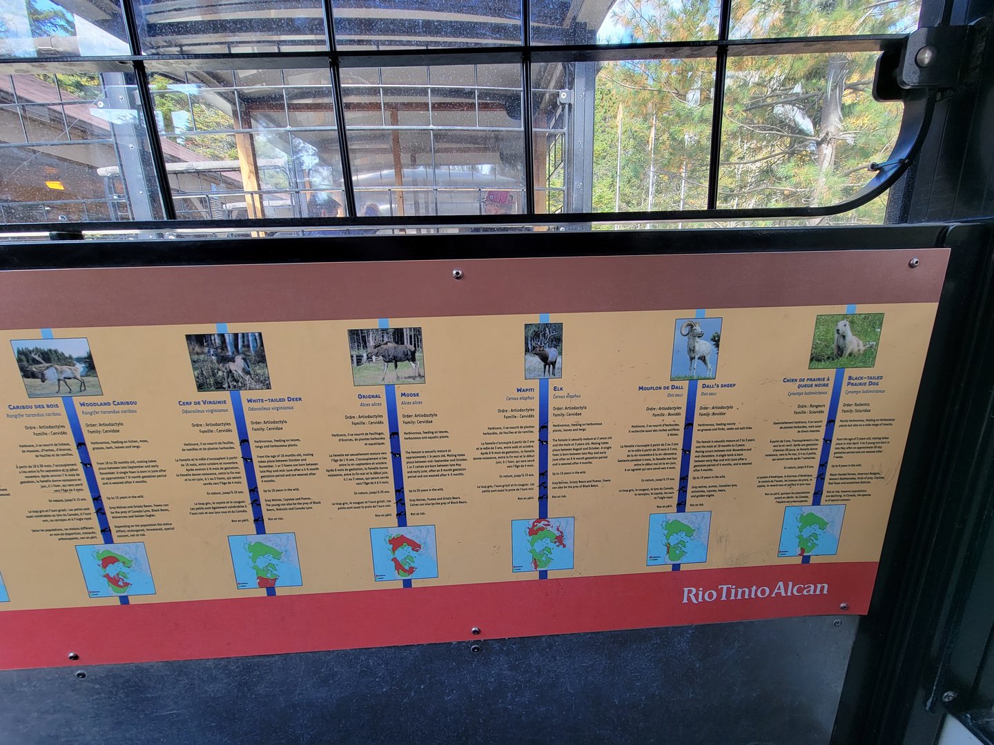 Zoo Sauvage 10/22 - Train, info on some of the species in front of each seating row