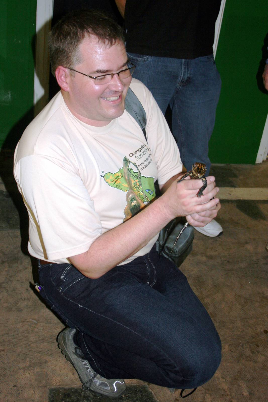 "ZooGiraffe" holds young West African Dwarf Crocodile; 13th Augu