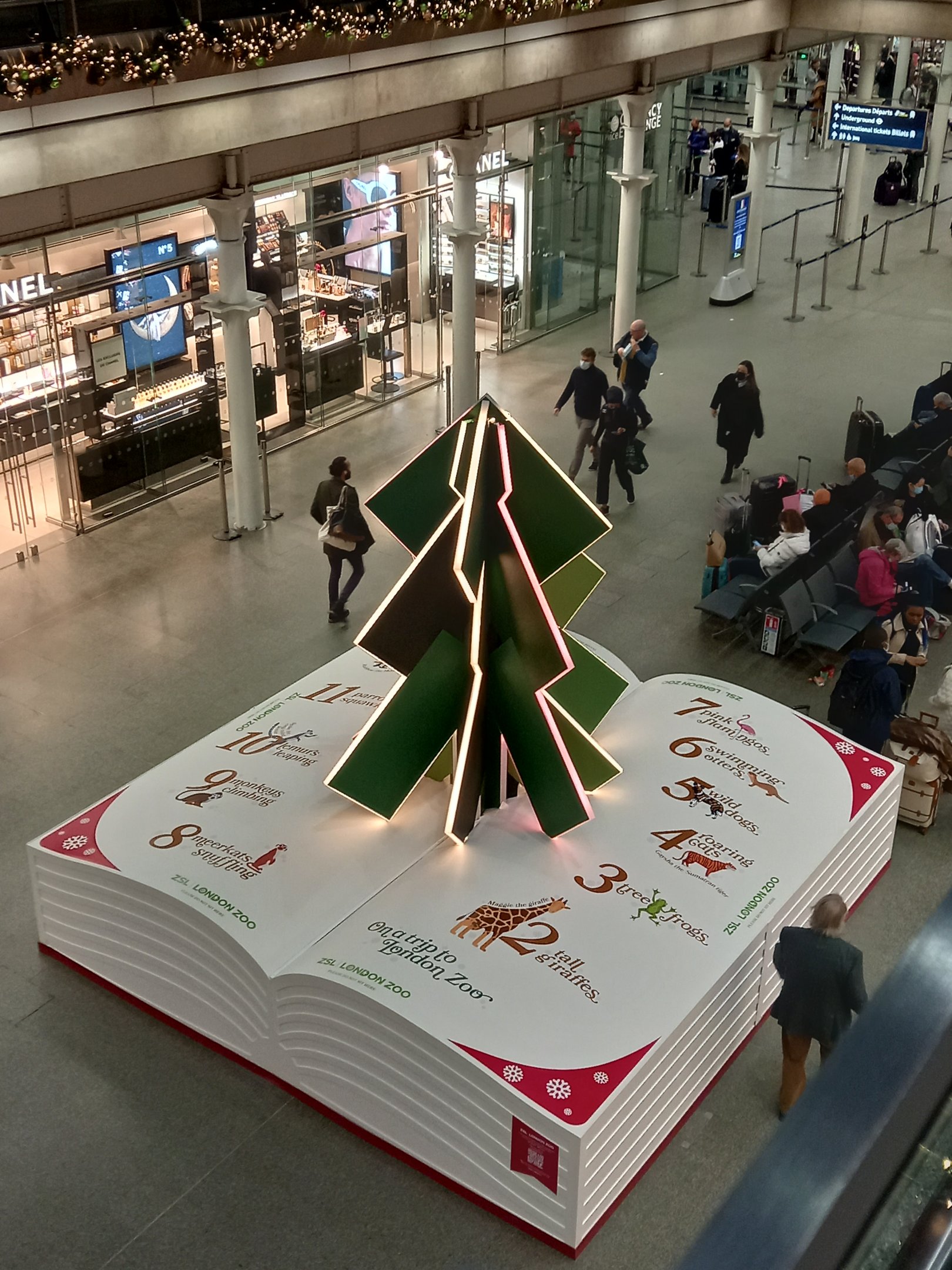 ZSL sponsored Christmas tree at London St. Pancras
